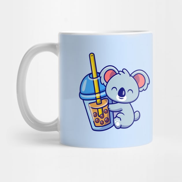 Cute koala hug boba milk tea by BadrooGraphics Store
